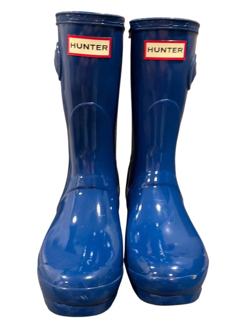 Hunter Original Short Gloss Rain Boots Women’s 7 EU 38 Royal Blue Wellington EUC